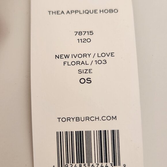 Tory Burch Thea Floral Appliqué Leather Hobo | NWT | Giftable - Picture 6 of 6